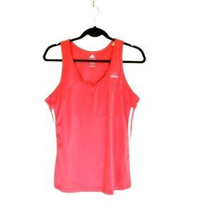 Adidas Womens Tank Pink L Three Stripes Workout Sleeveless Active Top